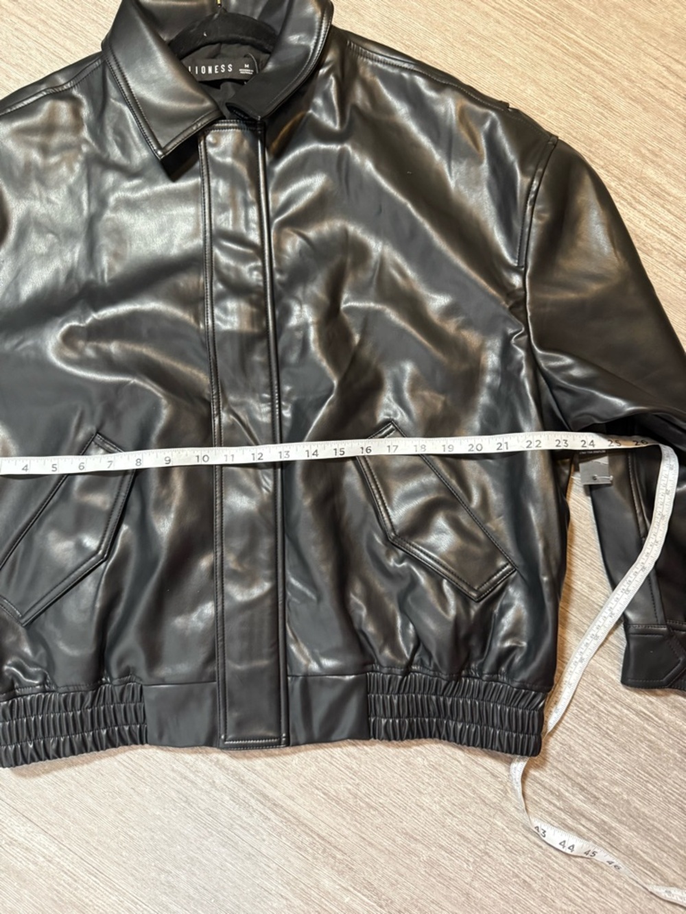 Lioness Kenny Bomber Jacket Black Faux Leather Oversized‎ Minimalist Chic M - Picture 4 of 6